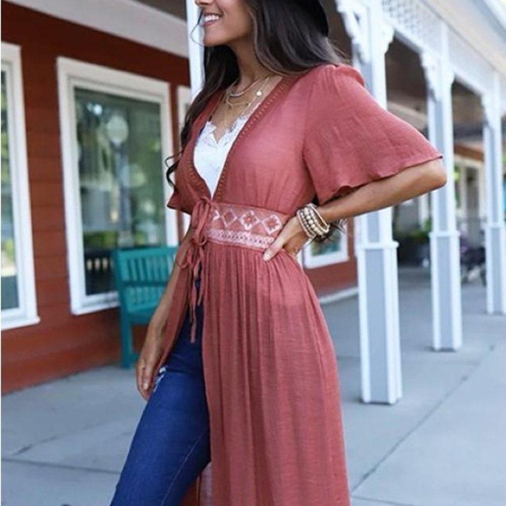 cover up women kimono swim cardigan boho wrap semi sheer cardigan/ dress - Picture 1 of 9